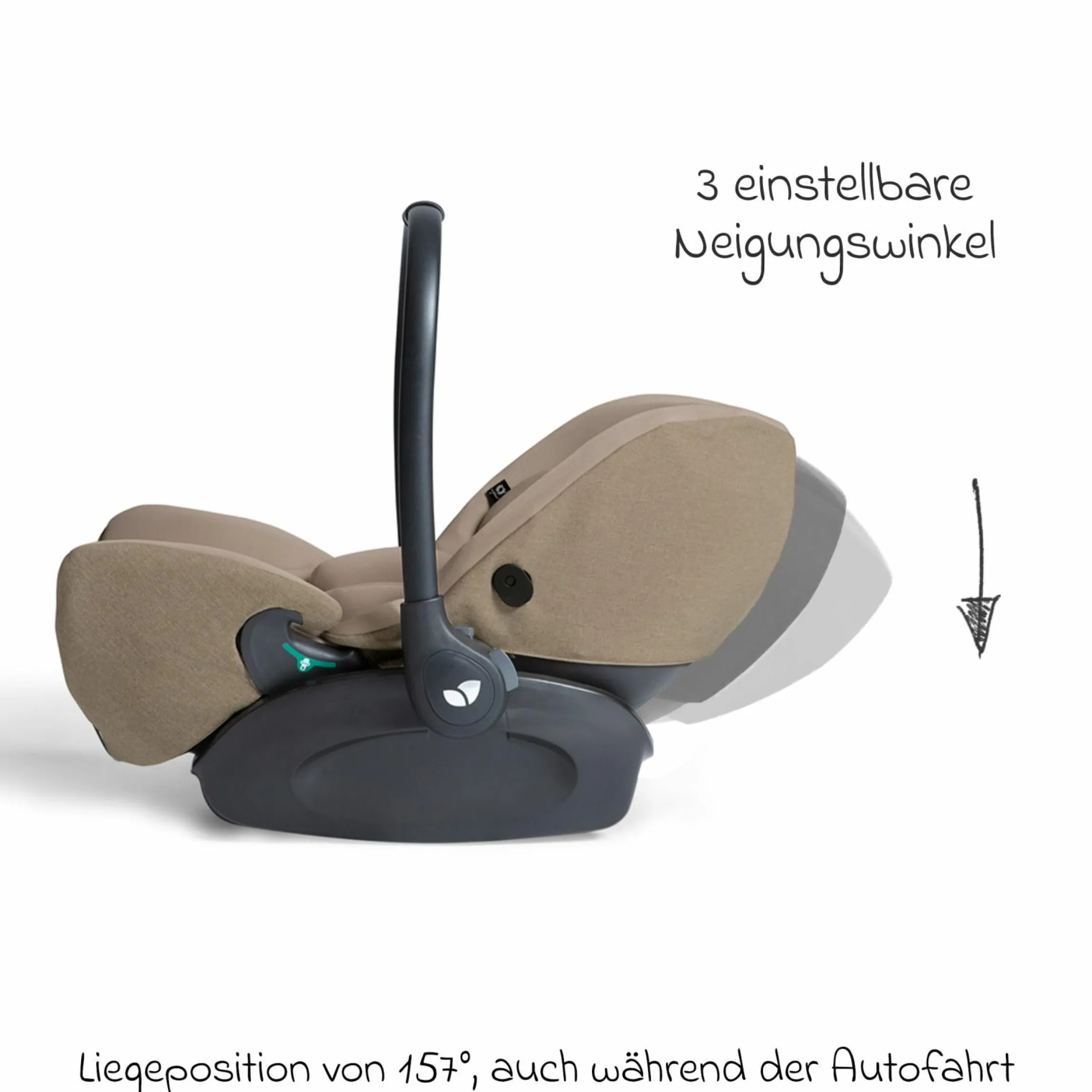 Babyschale I-Level Pro i-Size ab Geburt - 13 kg (40 cm -87 cm) mit Liegefunktuion, Sitzverkleinerer & Sonnenverdeck - Signature - Sandstone