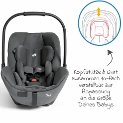 Babyschale I-Level Pro i-Size ab Geburt - 13 kg (40 cm -87 cm) mit Liegefunktuion, Sitzverkleinerer & Sonnenverdeck - Signature - Ebony