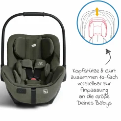 Babyschale I-Level Pro i-Size ab Geburt - 13 kg (40 cm -87 cm) mit Liegefunktuion, Sitzverkleinerer & Sonnenverdeck - Signature - Evergreen