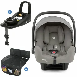 Babyschale i-Snug 2 i-Size mit Isofix-Basis ab Geburt-13 kg (40 cm-75 cm) inkl. Sitzverkleinerer nur 3,35 kg inkl. Polsterschutz - Pebble