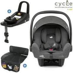 Babyschale i-Snug 2 i-Size mit Isofix-Basis ab Geburt-13 kg (40 cm-75 cm) inkl. Sitzverkleinerer nur 3,35 kg inkl. Polsterschutz - Cycle Collection - Shell Grey