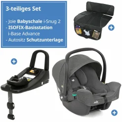 Babyschale i-Snug 2 i-Size mit Isofix-Basis ab Geburt-13 kg (40 cm-75 cm) inkl. Sitzverkleinerer nur 3,35 kg inkl. Polsterschutz - Cycle Collection - Shell Grey