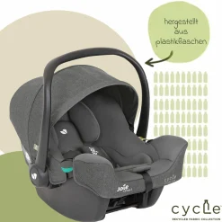 Babyschale i-Snug 2 i-Size mit Isofix-Basis ab Geburt-13 kg (40 cm-75 cm) inkl. Sitzverkleinerer nur 3,35 kg inkl. Polsterschutz - Cycle Collection - Shell Grey
