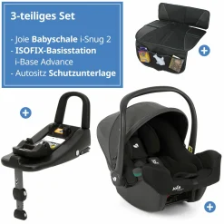 Babyschale i-Snug 2 i-Size mit Isofix-Basis ab Geburt-13 kg (40 cm-75 cm) inkl. Sitzverkleinerer nur 3,35 kg inkl. Polsterschutz - Shale