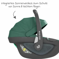 Babyschale Pebble 360 i-Size drehbar ab Geburt - 15 Monate (40 cm - 83 cm) ClimaFlow, Easy-in Gurtsystem & G-Cell Seitenaufpralltechnologie - Essential Green - Kollektion 2025