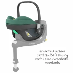 Babyschale Pebble 360 i-Size drehbar ab Geburt - 15 Monate (40 cm - 83 cm) inkl. Isofix-Basis FamilyFix 360 & Rückenlehnenschutz - Essential Green