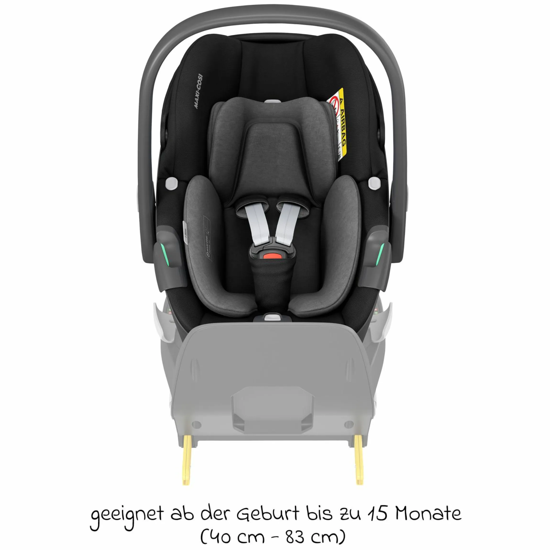 Babyschale Pebble 360 i-Size drehbar ab Geburt - 15 Monate (40 cm - 83 cm) inkl. Isofix-Basis FamilyFix 360, Schutzunterlage & Schmusetuch - Essential Black - Kollektion 2025