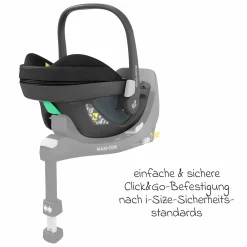Babyschale Pebble 360 i-Size drehbar ab Geburt - 15 Monate (40 cm - 83 cm) inkl. Isofix-Basis FamilyFix 360, Schutzunterlage & Schmusetuch - Essential Black - Kollektion 2025