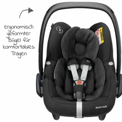 Babyschale Pebble Pro i-Size ab Geburt - 12 Monate (45-75 cm) & Sitzverkleinerer, Sonnenverdeck - Essential Black - Kollektion 2025