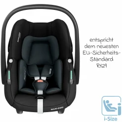 Babyschale Pebble S i-Size ab Geburt - 15 Monate (40 cm - 83 cm) nur 3,4 kg leicht mit G-Cell Seitenaufpralltechnologie - Tonal Black - Kollektion 2025