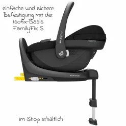 Babyschale Pebble S i-Size ab Geburt - 15 Monate (40 cm - 83 cm) nur 3,4 kg leicht mit G-Cell Seitenaufpralltechnologie - Tonal Black - Kollektion 2025