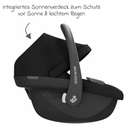 Babyschale Pebble S i-Size ab Geburt - 15 Monate (40 cm - 83 cm) nur 3,4 kg leicht mit G-Cell Seitenaufpralltechnologie - Tonal Black - Kollektion 2025