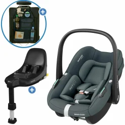 Babyschale Pebble S i-Size ab Geburt - 15 Monate (40 cm - 83 cm) nur 3,4 kg leicht inkl. Isofix-Basis FamilyFix S & Rückenlehnenschutz - Tonal Graphite