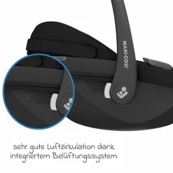 Babyschale Pebble S i-Size ab Geburt - 15 Monate (40 cm - 83 cm) nur 3,4 kg leicht inkl. Isofix-Basis FamilyFix S, Schutzunterlage & Schnullertasche - Tonal Black - Kollektion 2025