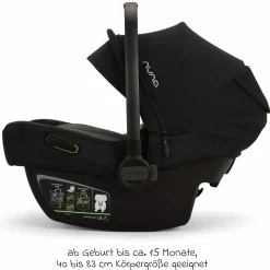 Babyschale PIPA next i-Size ab Geburt bis 13 kg (40 cm - 83 cm) inkl. Sitzverkleinerer, Sonnenverdeck mit Dream Drape nur 2,8 kg - Caviar - Kollektion 2025
