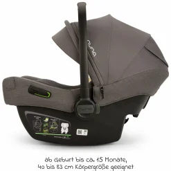 Babyschale PIPA next i-Size ab Geburt bis 13 kg (40 cm - 83 cm) inkl. Sitzverkleinerer, Sonnenverdeck mit Dream Drape nur 2,8 kg - Thunder - Kollektion 2025