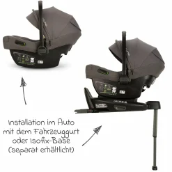 Babyschale PIPA next i-Size ab Geburt bis 13 kg (40 cm - 83 cm) inkl. Sitzverkleinerer, Sonnenverdeck mit Dream Drape nur 2,8 kg - Thunder - Kollektion 2025