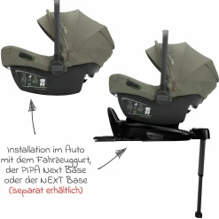 Babyschale PIPA next i-Size ab Geburt bis 13 kg (40 cm - 83 cm) inkl. Sitzverkleinerer & Sonnenverdeck nur 2,8 kg - Pine - Kollektion 2025