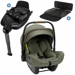 Babyschale PIPA next i-Size inkl. Base next ab Geburt bis 13 kg (40 cm - 83 cm) inkl. Sitzverkleinerer, Sonnenverdeck mit Dream Drape, Polsterschutz nur 2,8 kg - Pine