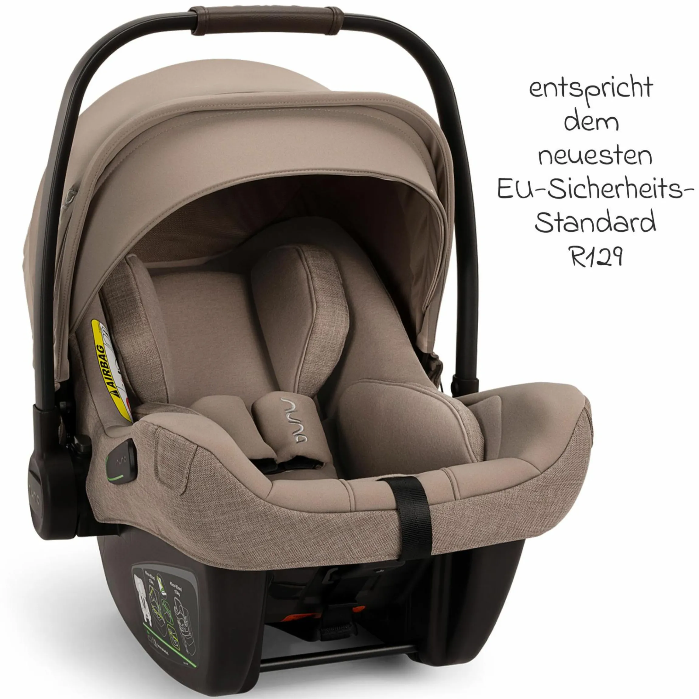 Babyschale PIPA next i-Size inkl. Base next ab Geburt bis 13 kg (40 cm - 83 cm) inkl. Sitzverkleinerer, Sonnenverdeck mit Dream Drape, Polsterschutz nur 2,8 kg - Cedar