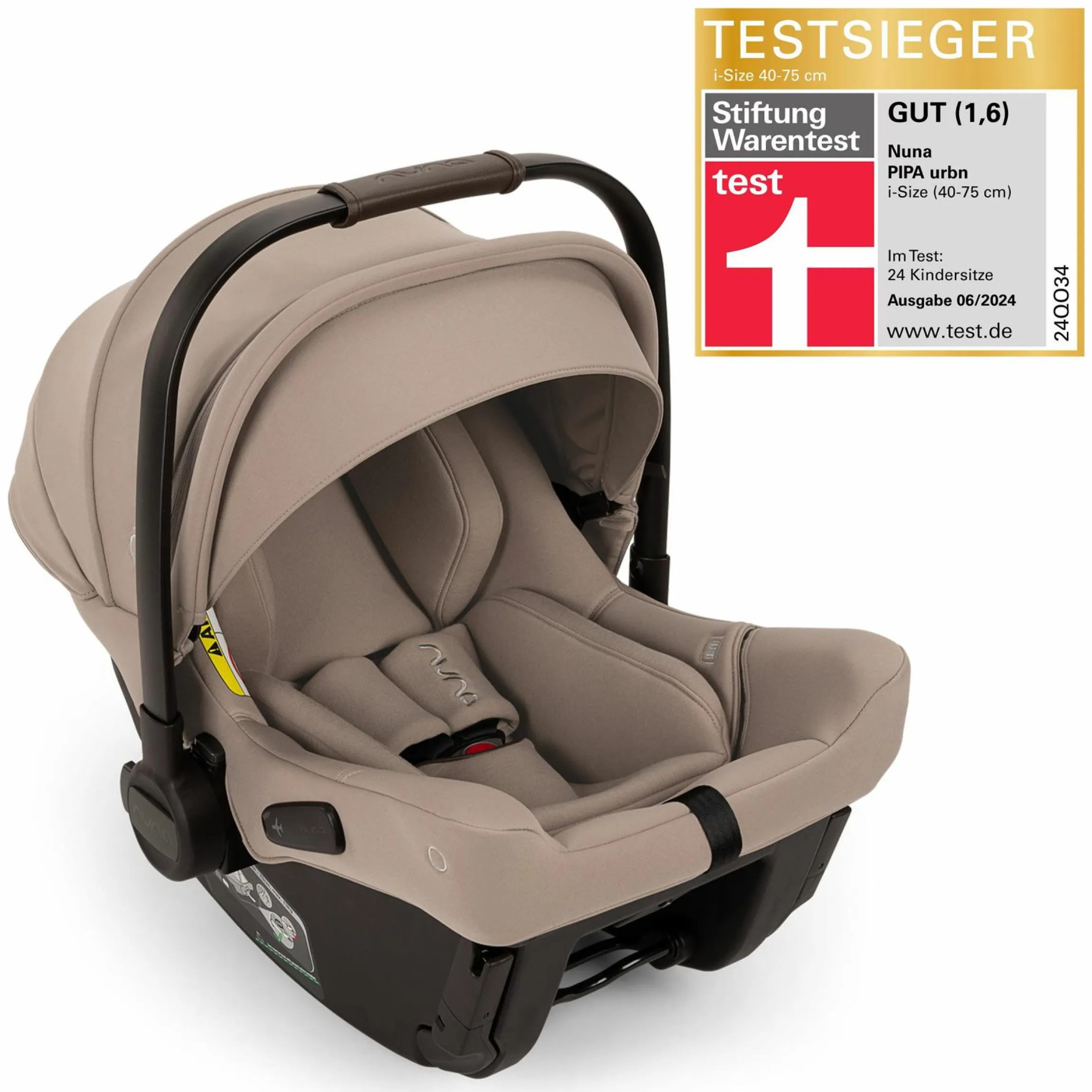 Babyschale PIPA urbn R 129 ab Geburt bis 13 kg (40 cm - 75 cm) mit Isofix inkl. Sitzverkleinerer & Sonnenverdeck nur 3,3 kg - Cedar - Kollektion 2025