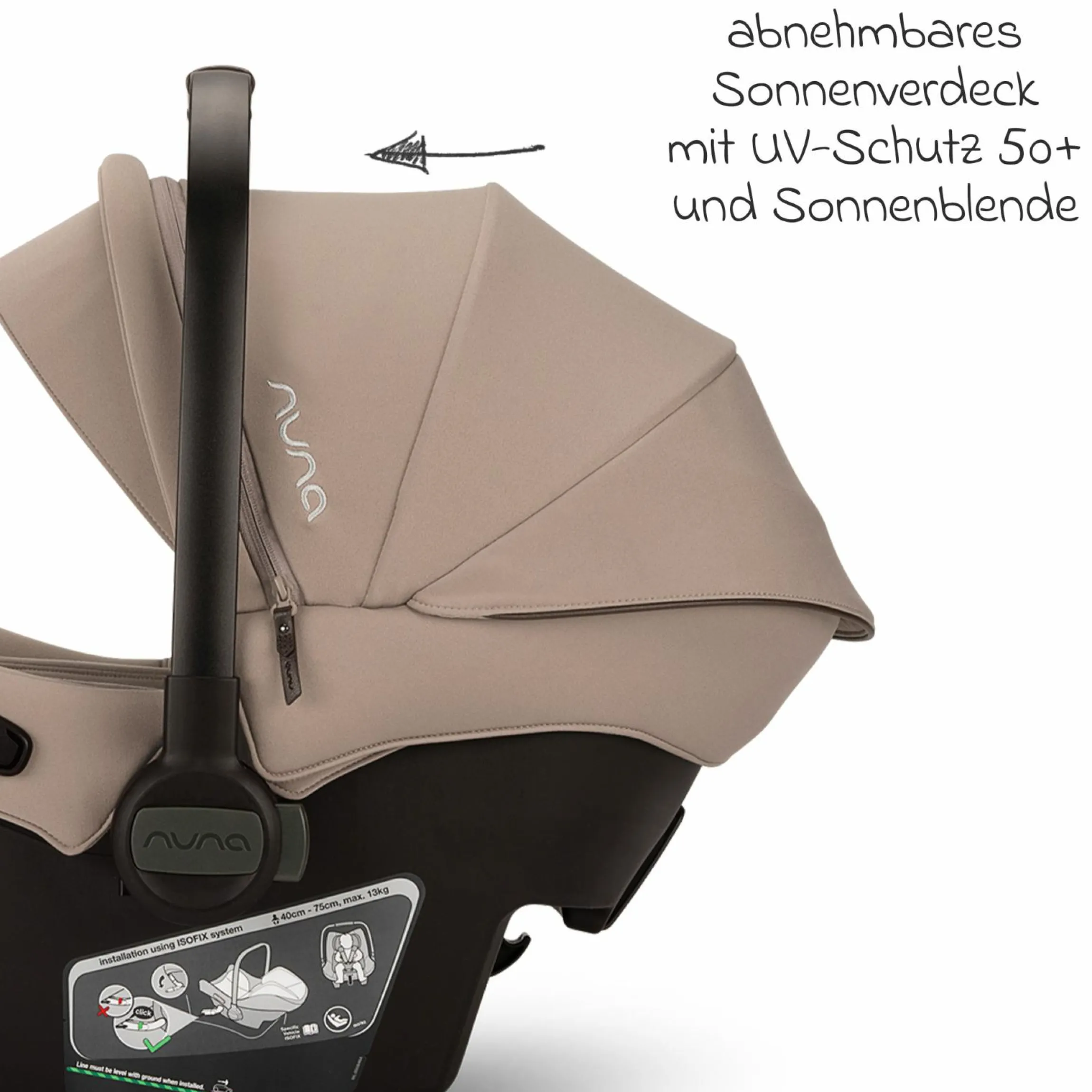 Babyschale PIPA urbn R 129 ab Geburt bis 13 kg (40 cm - 75 cm) mit Isofix inkl. Sitzverkleinerer & Sonnenverdeck nur 3,3 kg - Cedar - Kollektion 2025