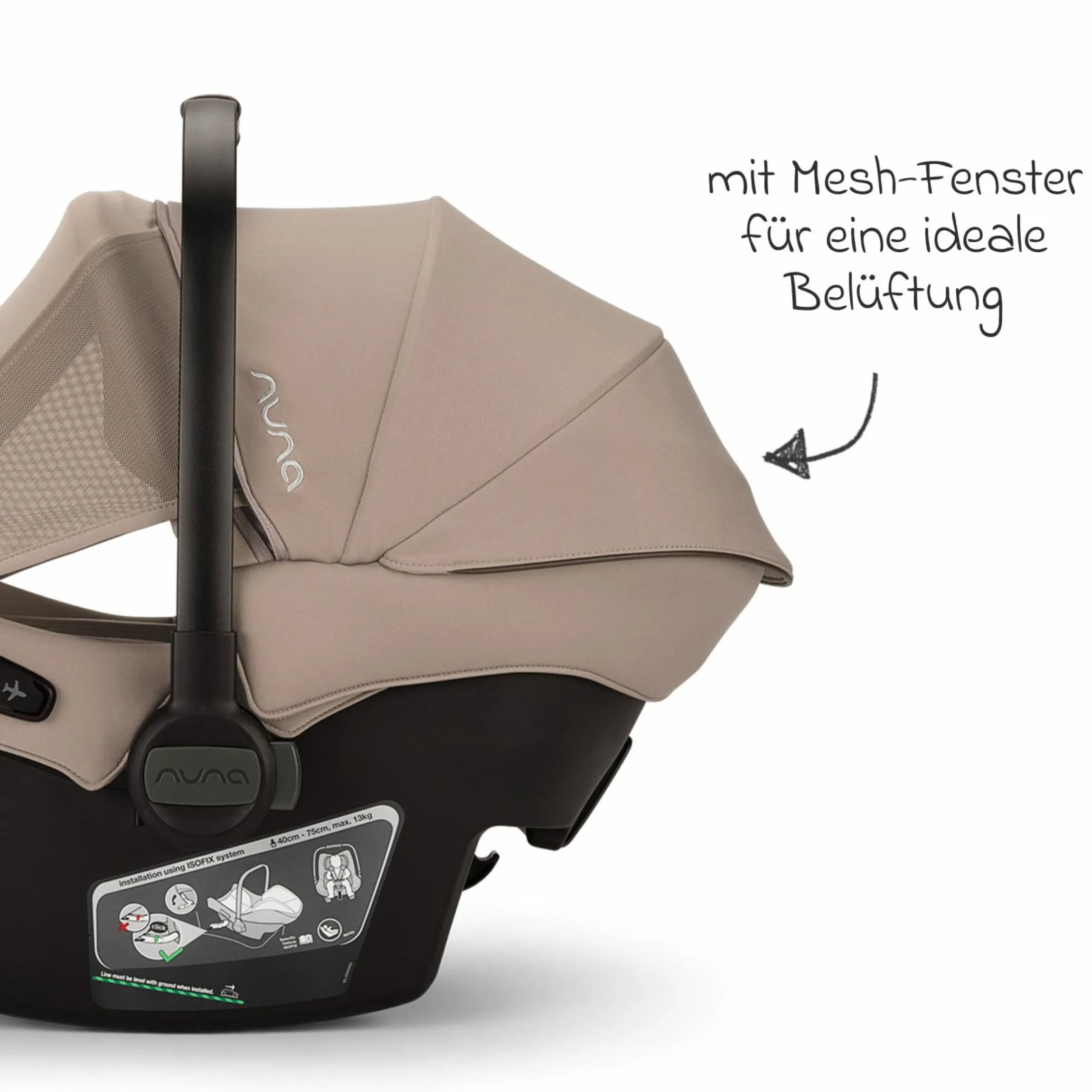 Babyschale PIPA urbn R 129 ab Geburt bis 13 kg (40 cm - 75 cm) mit Isofix inkl. Sitzverkleinerer & Sonnenverdeck nur 3,3 kg - Cedar - Kollektion 2025