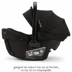 Babyschale PIPA urbn R 129 ab Geburt bis 13 kg (40 cm - 75 cm) mit Isofix inkl. Sitzverkleinerer & Sonnenverdeck nur 3,3 kg - Caviar - Kollektion 2025