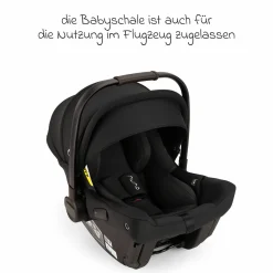 Babyschale PIPA urbn R 129 ab Geburt bis 13 kg (40 cm - 75 cm) mit Isofix inkl. Sitzverkleinerer & Sonnenverdeck nur 3,3 kg - Caviar - Kollektion 2025