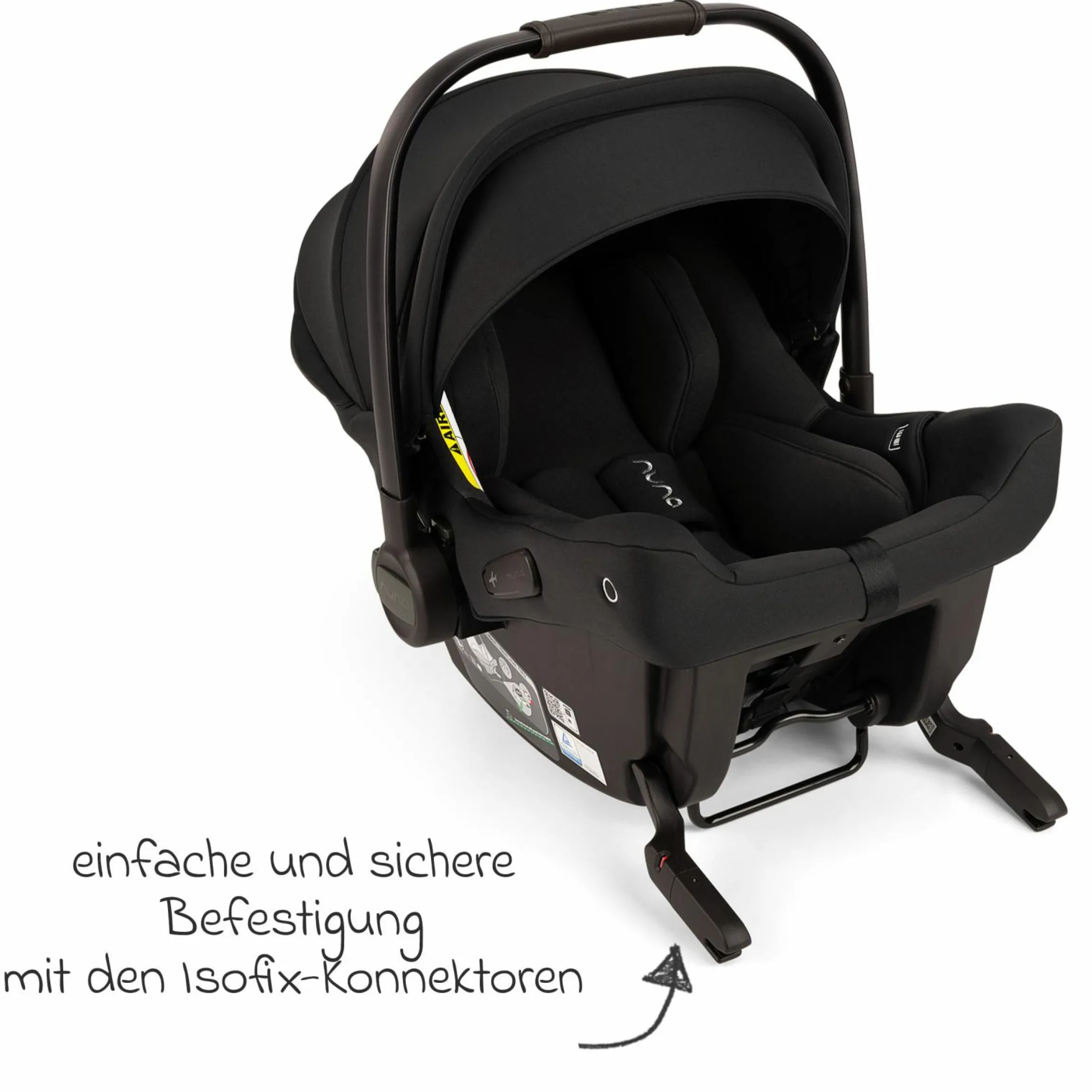 Babyschale PIPA urbn R 129 ab Geburt bis 13 kg (40 cm - 75 cm) mit Isofix inkl. Sitzverkleinerer & Sonnenverdeck nur 3,3 kg - Caviar - Kollektion 2025