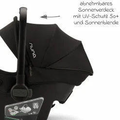 Babyschale PIPA urbn R 129 ab Geburt bis 13 kg (40 cm - 75 cm) mit Isofix inkl. Sitzverkleinerer & Sonnenverdeck nur 3,3 kg - Caviar - Kollektion 2025