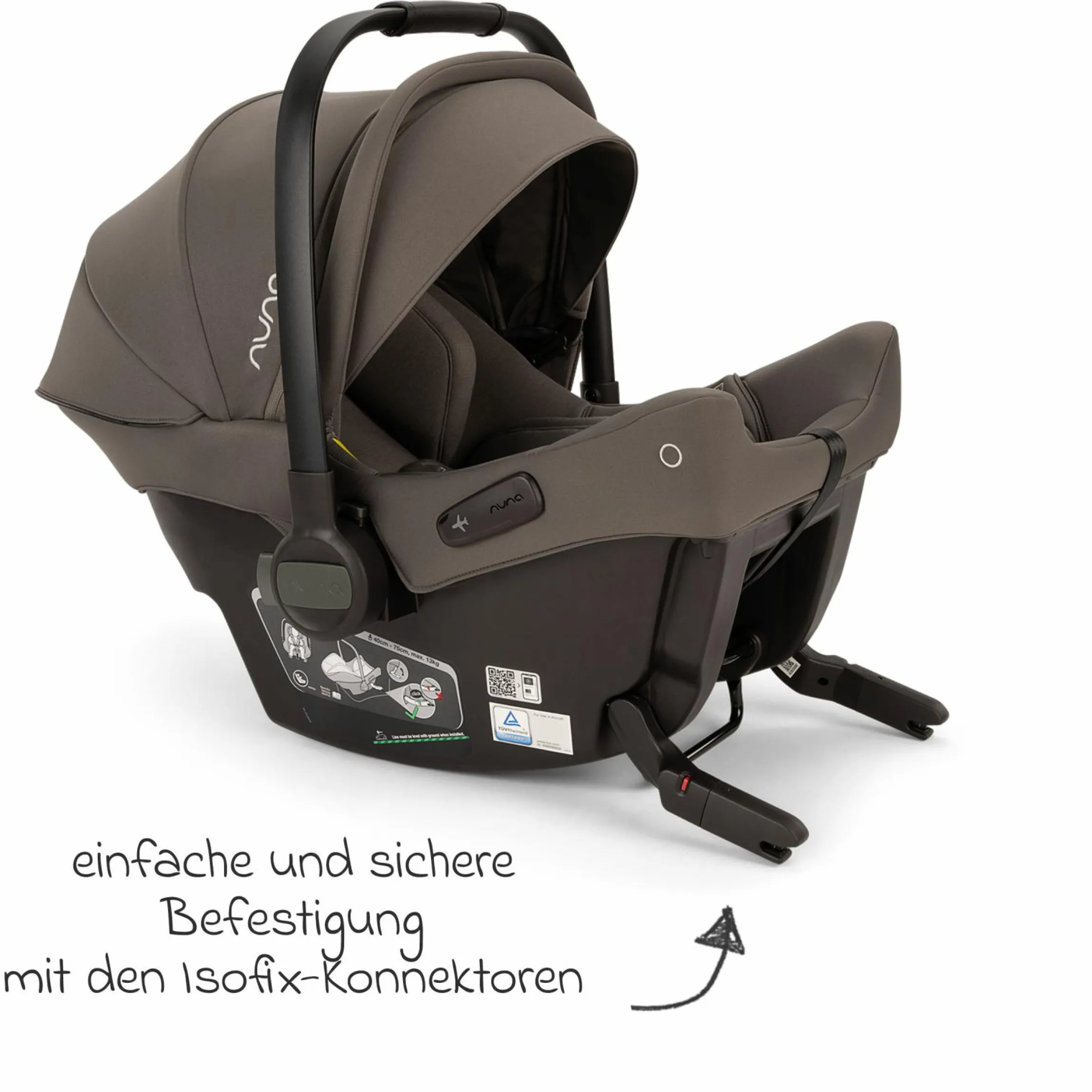 Babyschale PIPA urbn R 129 ab Geburt bis 13 kg (40 cm - 75 cm) mit Isofix inkl. Sitzverkleinerer & Sonnenverdeck nur 3,3 kg - Thunder - Kollektion 2025