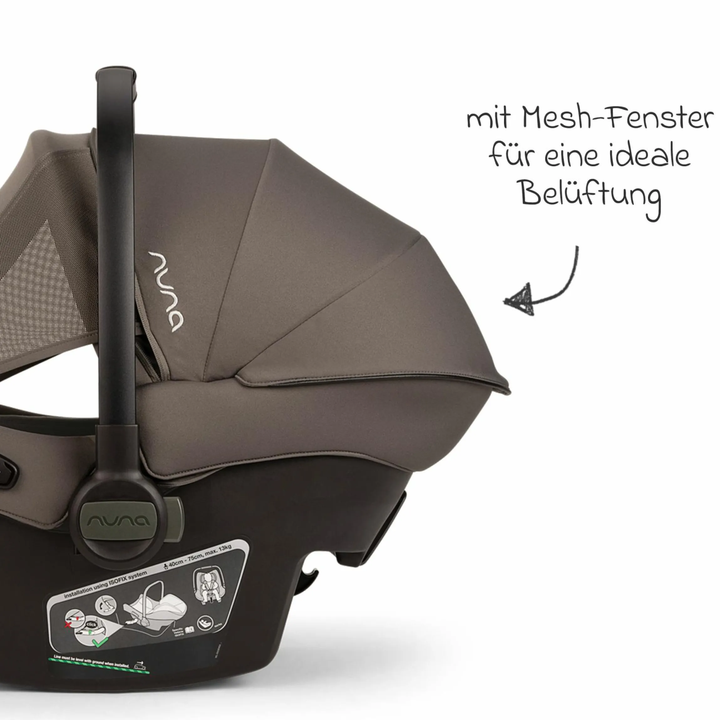 Babyschale PIPA urbn R 129 ab Geburt bis 13 kg (40 cm - 75 cm) mit Isofix inkl. Sitzverkleinerer & Sonnenverdeck nur 3,3 kg - Thunder - Kollektion 2025