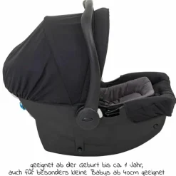 Babyschale SnugEssentials i-Size ab Geburt - 13 kg (40 cm - 75 cm) inkl. Sitzverkleinerer, Sonnenverdeck nur 3,66 kg leicht - Midnight Black - Kollektion 2025