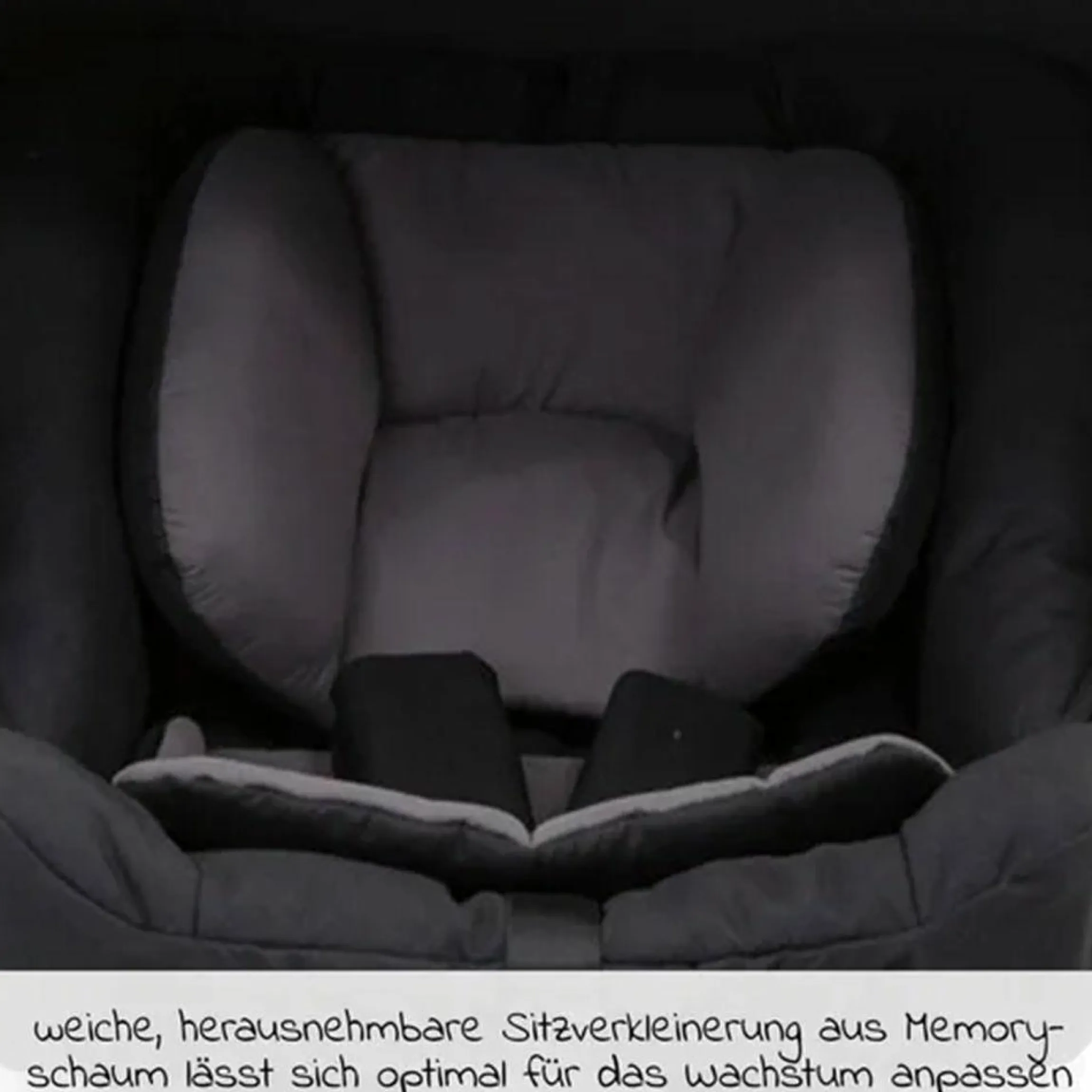 Babyschale SnugEssentials i-Size ab Geburt - 13 kg (40 cm - 75 cm) inkl. Sitzverkleinerer, Sonnenverdeck nur 3,66 kg leicht - Midnight Black - Kollektion 2025