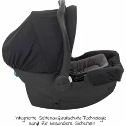Babyschale SnugEssentials i-Size ab Geburt - 13 kg (40 cm - 75 cm) inkl. Sitzverkleinerer, Sonnenverdeck nur 3,66 kg leicht - Midnight Black - Kollektion 2025