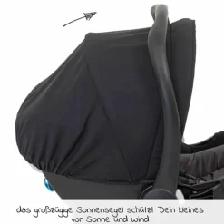 Babyschale SnugEssentials i-Size ab Geburt - 13 kg (40 cm - 75 cm) inkl. Sitzverkleinerer, Sonnenverdeck nur 3,66 kg leicht - Midnight Black - Kollektion 2025