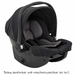 Babyschale SnugEssentials i-Size ab Geburt - 13 kg (40 cm - 75 cm) inkl. Sitzverkleinerer, Sonnenverdeck nur 3,66 kg leicht - Midnight Black - Kollektion 2025