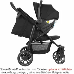 Babyschale SnugEssentials i-Size ab Geburt - 13 kg (40 cm - 75 cm) inkl. Sitzverkleinerer, Sonnenverdeck nur 3,66 kg leicht - Midnight Black - Kollektion 2025