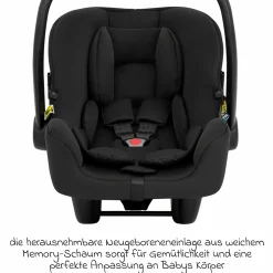 Babyschale SnugLite & SnugTurn i-Size R129 Basisstation ab Geburt bis 13 kg ( 40 cm - 75 cm) inkl. Sitzverleinerer & Sonnenverdeck - Midnight - Kollektion 2025