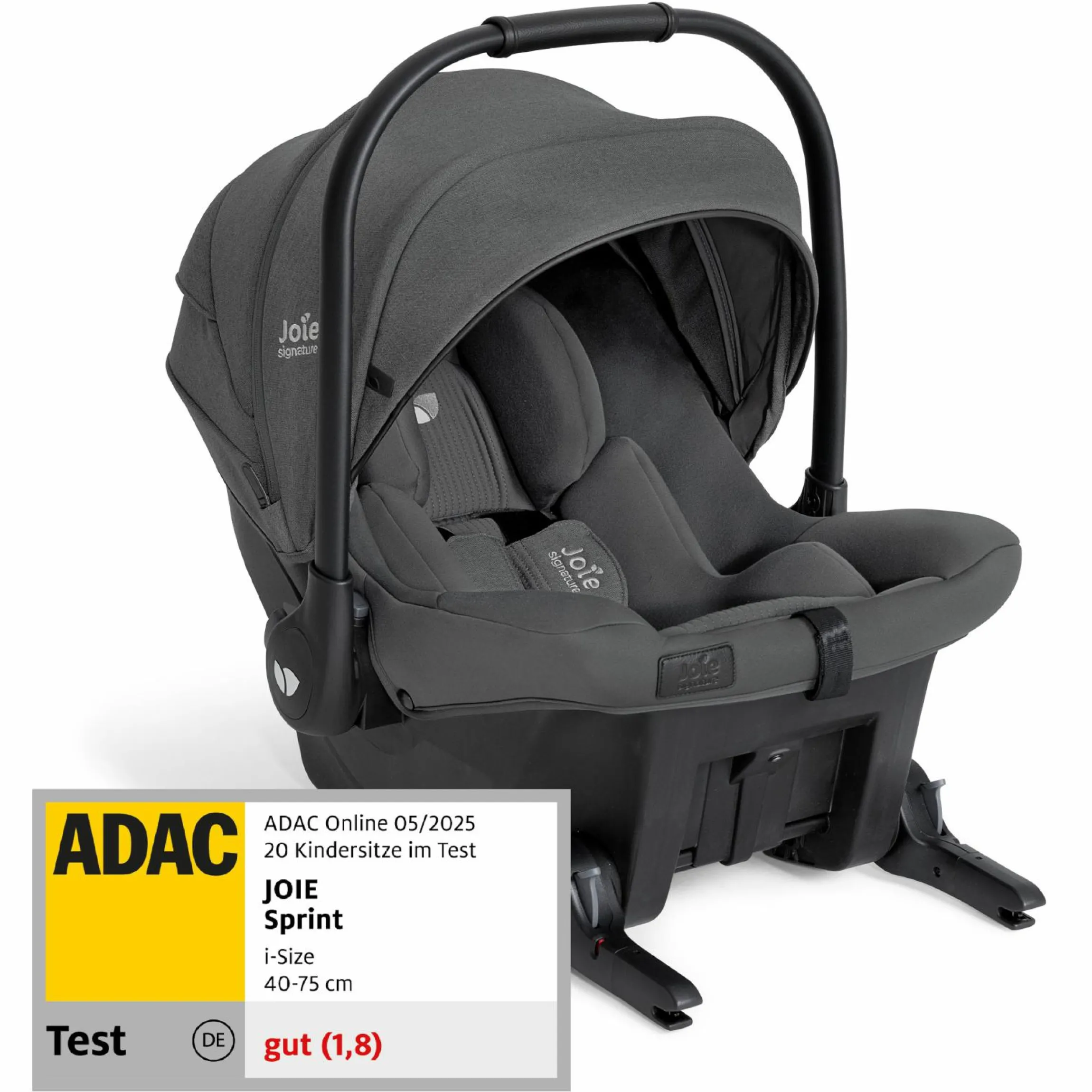 Babyschale Sprint R129 ab Geburt - 13 kg (40 cm -75 cm) inkl. Sitzverkleinerer, Sonnenverdeck & Isofix-Konnektoren - Signature - Ebony