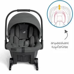 Babyschale Sprint R129 ab Geburt - 13 kg (40 cm -75 cm) inkl. Sitzverkleinerer, Sonnenverdeck & Isofix-Konnektoren - Signature - Ebony