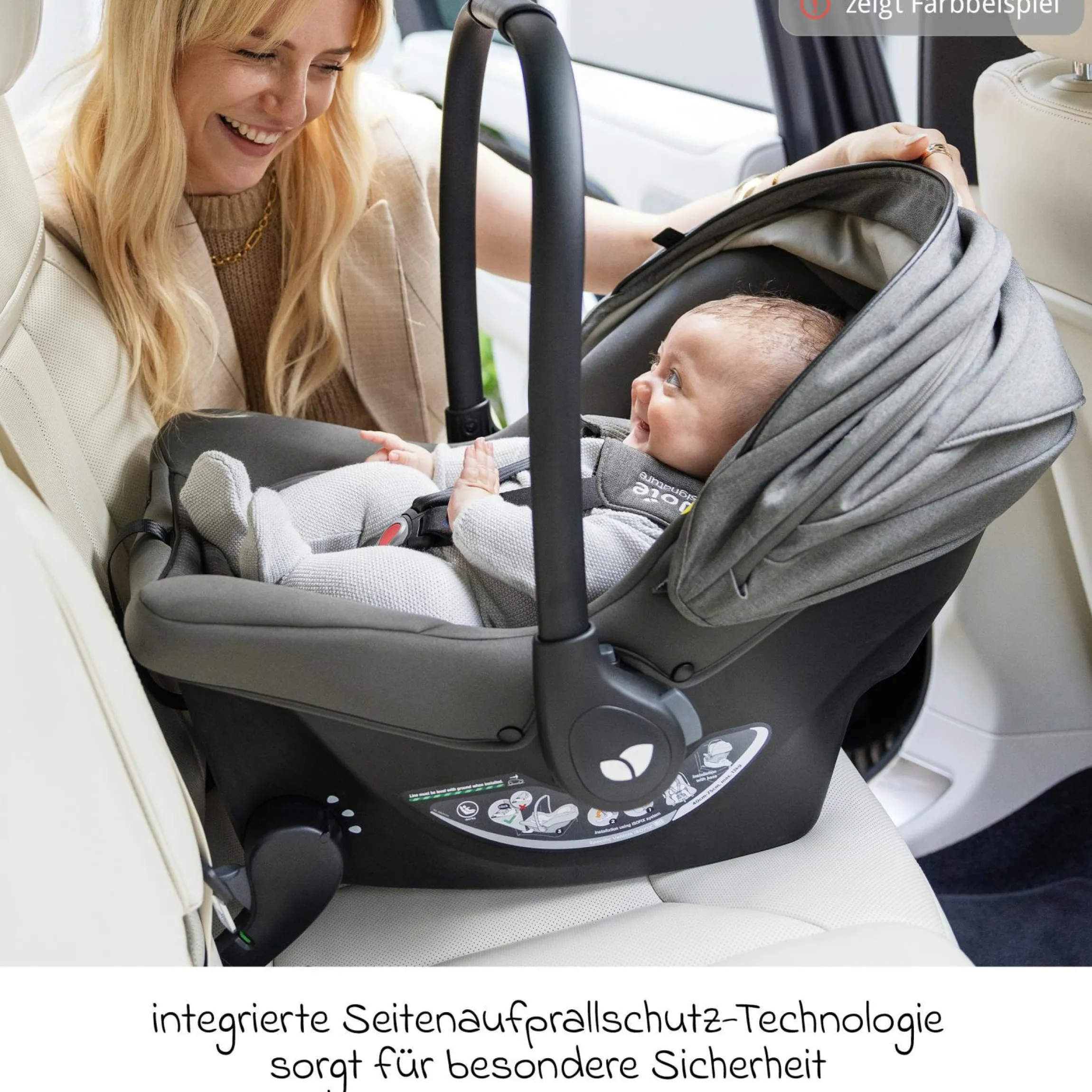 Babyschale Sprint R129 ab Geburt - 13 kg (40 cm -75 cm) inkl. Sitzverkleinerer, Sonnenverdeck & Isofix-Konnektoren - Signature - Eclipse