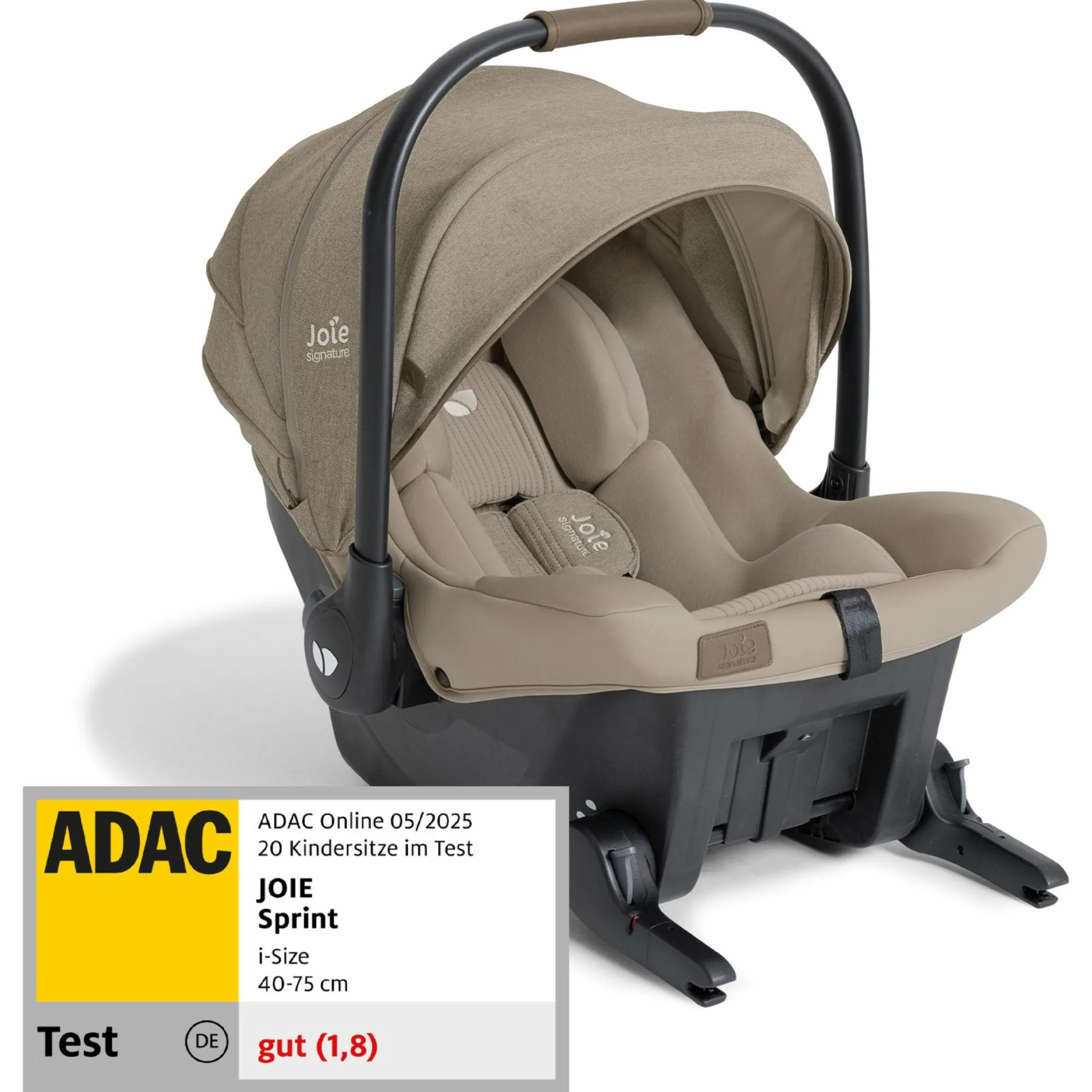 Babyschale Sprint R129 ab Geburt - 13 kg (40 cm -75 cm) inkl. Sitzverkleinerer, Sonnenverdeck & Isofix-Konnektoren - Signature - Sandstone