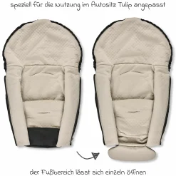 Babyschale Tulip (Autositz Gruppe 0+ / i-Size) inkl. Neugeborenenfußsack - Black