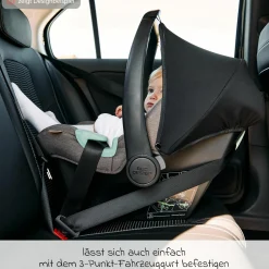 Babyschale Tulip (Autositz Gruppe 0+ / i-Size) inkl. Neugeborenenfußsack - Black