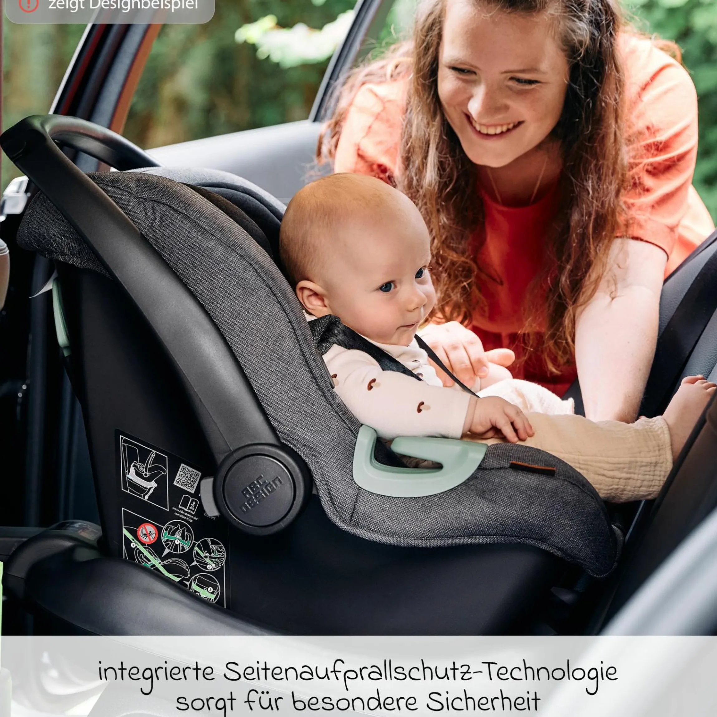 Babyschale Tulip i-Size ab Geburt - 15 Monate (45 cm - 85 cm) inkl. Sonnenverdeck & Sitzverkleinerer - Black - Kollektion 2025