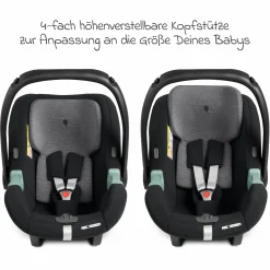 Babyschale Tulip i-Size ab Geburt - 15 Monate (45 cm - 85 cm) inkl. Sonnenverdeck & Sitzverkleinerer - Graphite - Kollektion 2025