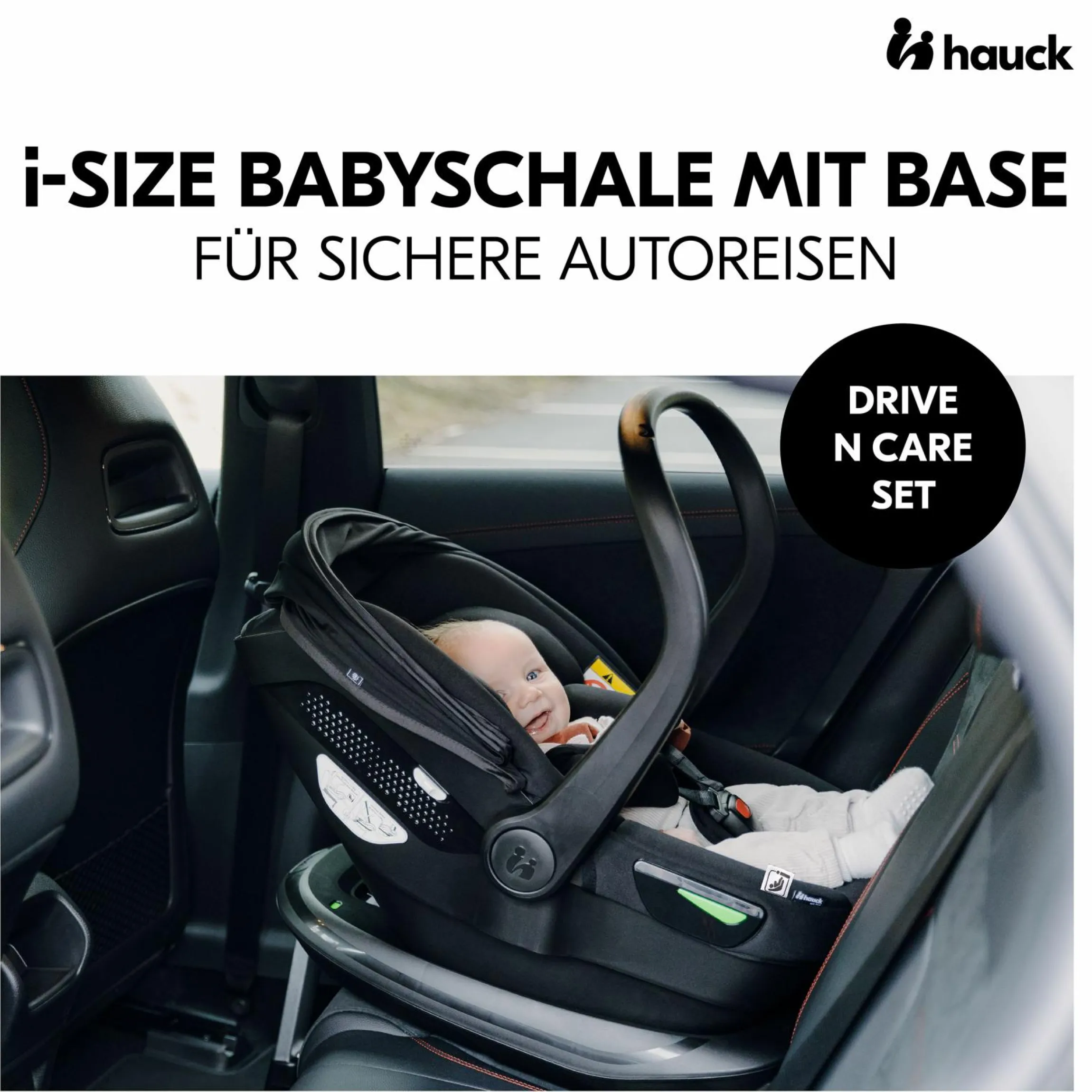 Babyschalen-Set Drive N Care Set i-Size (40 - 87 cm) inkl. Isofix Basis + GRATIS Schutzpaket, Einschlagdecke & Fehn Spielzeug-Set - Orchidee