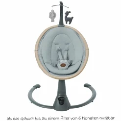 Babyschaukel Cassia Swing nur 4 kg leicht mit 5 Schaukel-Geschwindigkeiten, mehrere Sitz- und Liegepositionen 12 Melodien & 2 Spielzeuge - Beyond Grey Eco - Kollektion 2025